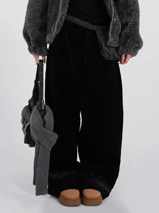 Luto Velvet Quilted Loose Fit Elastic Pants