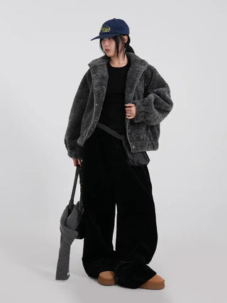 Luto Velvet Quilted Loose Fit Elastic Pants