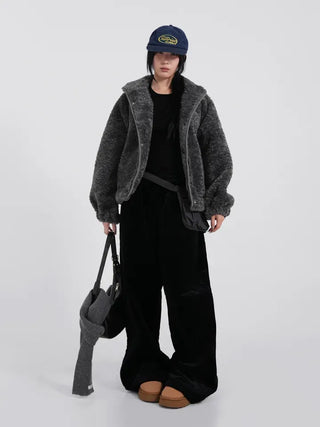 Luto Velvet Quilted Loose Fit Elastic Pants