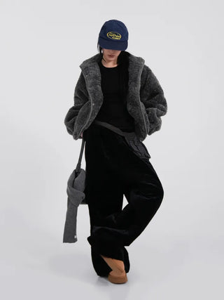Luto Velvet Quilted Loose Fit Elastic Pants