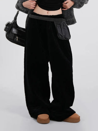 Luto Velvet Quilted Loose Fit Elastic Pants