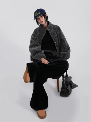 Luto Velvet Quilted Loose Fit Elastic Pants
