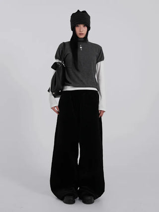 Luto Velvet Quilted Loose Fit Elastic Pants