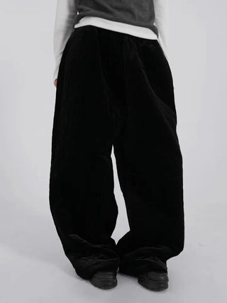 Luto Velvet Quilted Loose Fit Elastic Pants