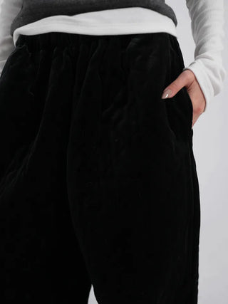 Luto Velvet Quilted Loose Fit Elastic Pants