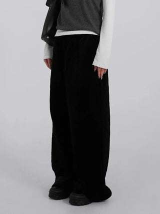 Luto Velvet Quilted Loose Fit Elastic Pants