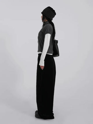Luto Velvet Quilted Loose Fit Elastic Pants