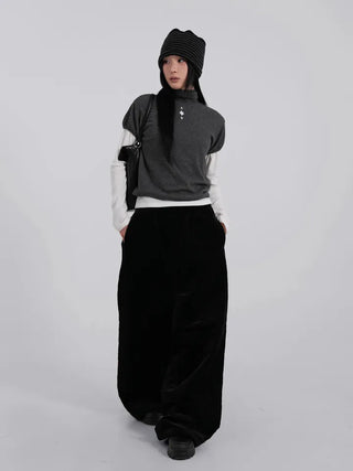 Luto Velvet Quilted Loose Fit Elastic Pants