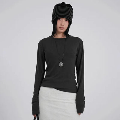 May Comfort Semi-Loose Basic Long Sleeve Tee