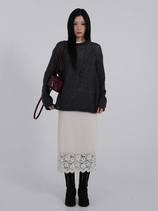 MIC See-through Rolling Long Sleeve Knit