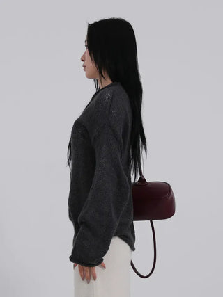 MIC See-through Rolling Long Sleeve Knit