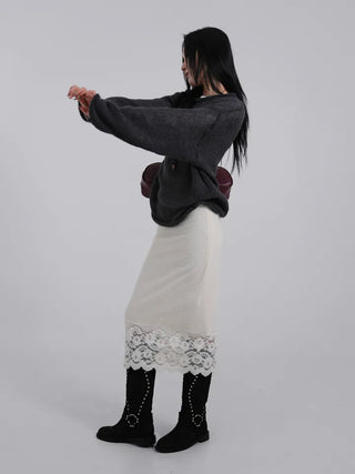 MIC See-through Rolling Long Sleeve Knit