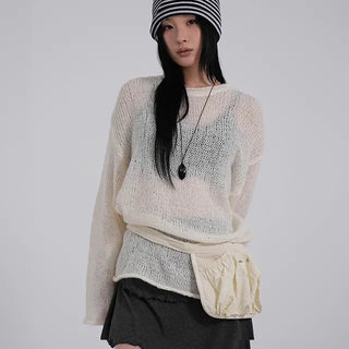 MIC See-through Rolling Long Sleeve Knit