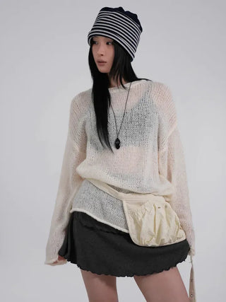 MIC See-through Rolling Long Sleeve Knit