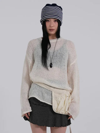 MIC See-through Rolling Long Sleeve Knit