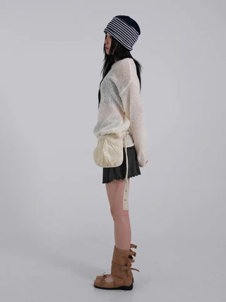 MIC See-through Rolling Long Sleeve Knit