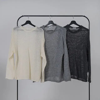 MIC See-through Rolling Long Sleeve Knit