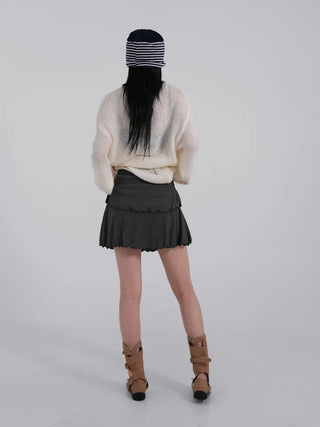 MIC See-through Rolling Long Sleeve Knit