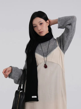MIC See-through Rolling Long Sleeve Knit