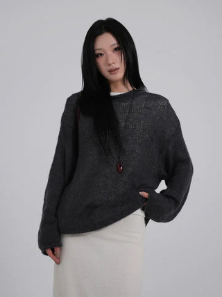 MIC See-through Rolling Long Sleeve Knit