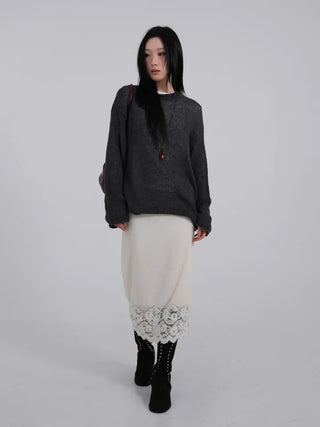 MIC See-through Rolling Long Sleeve Knit