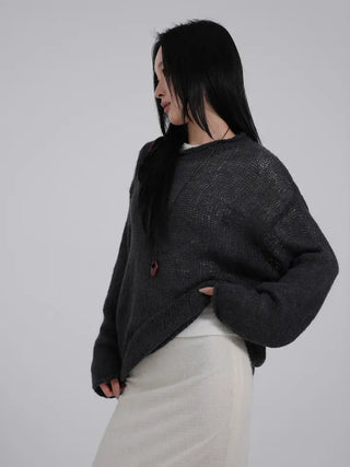 MIC See-through Rolling Long Sleeve Knit