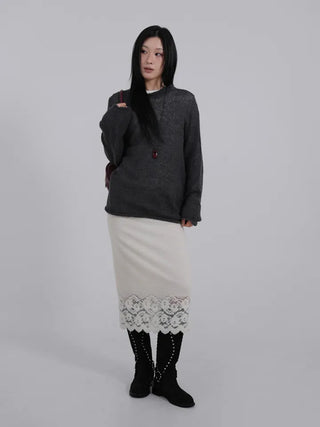 MIC See-through Rolling Long Sleeve Knit
