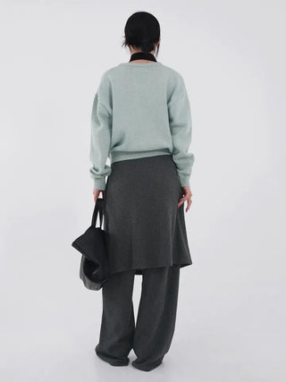 Ranun Diagonal Button Skirt & Long Pants