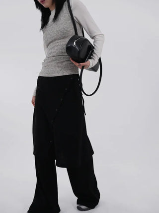 Ranun Diagonal Button Skirt & Long Pants