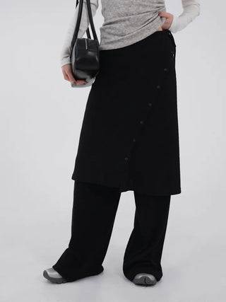 Ranun Diagonal Button Skirt & Long Pants