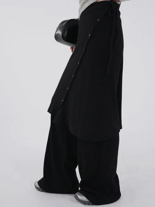 Ranun Diagonal Button Skirt & Long Pants