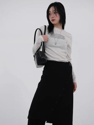 Ranun Diagonal Button Skirt & Long Pants