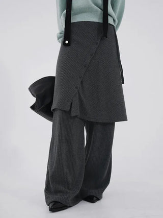 Ranun Diagonal Button Skirt & Long Pants