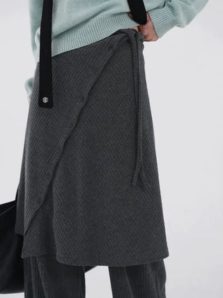 Ranun Diagonal Button Skirt & Long Pants
