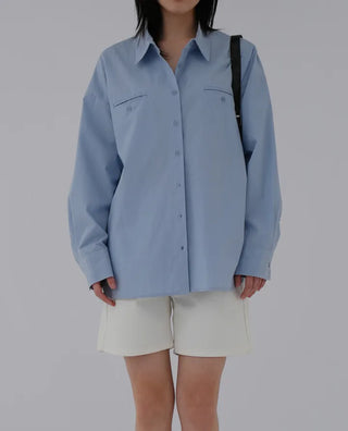Pre-two-pocket cotton shirt