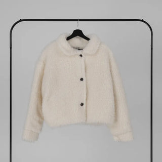 Rue Flat Collar Hairy Wool Short Coat