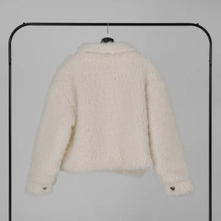 Rue Flat Collar Hairy Wool Short Coat
