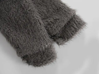 Rue Flat Collar Hairy Wool Short Coat