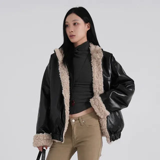 Luke Reversible Glossy Leather Fur Jumper