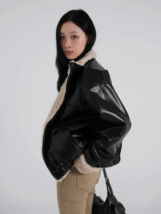 Luke Reversible Glossy Leather Fur Jumper