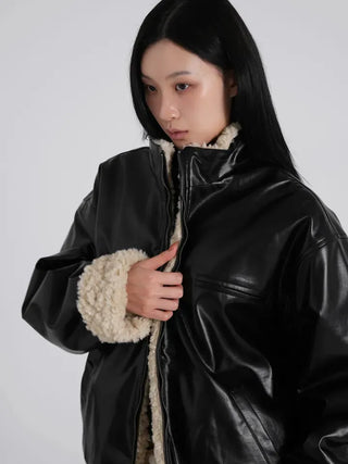 Luke Reversible Glossy Leather Fur Jumper