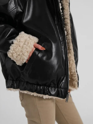 Luke Reversible Glossy Leather Fur Jumper