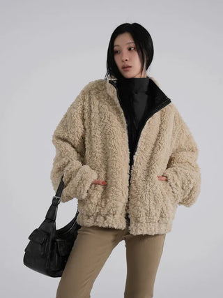 Luke Reversible Glossy Leather Fur Jumper