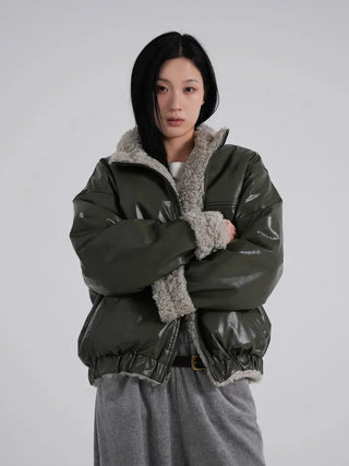Luke Reversible Glossy Leather Fur Jumper