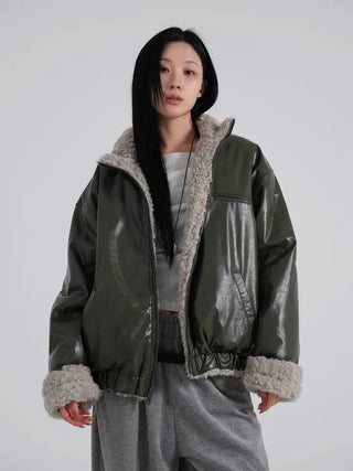 Luke Reversible Glossy Leather Fur Jumper
