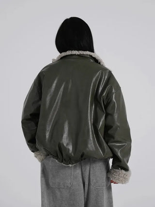 Luke Reversible Glossy Leather Fur Jumper