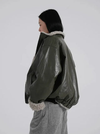Luke Reversible Glossy Leather Fur Jumper