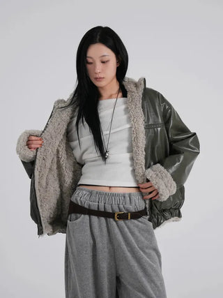Luke Reversible Glossy Leather Fur Jumper