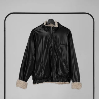 Luke Reversible Glossy Leather Fur Jumper