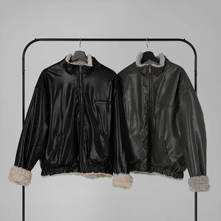 Luke Reversible Glossy Leather Fur Jumper